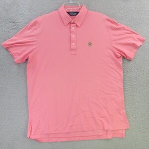 Ralph Lauren Polo Shirt Mens Large Pink Short Sleeve Blue Pony Golf Sage Valley